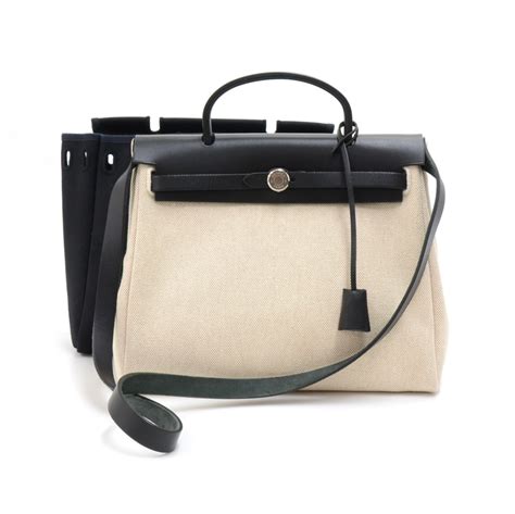 hermes black canvas herbag clutch|hermes herbag bags for sale.